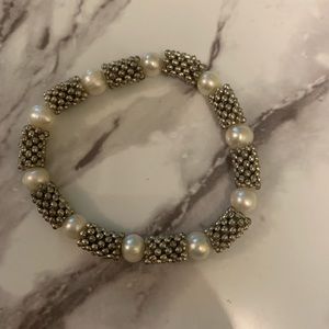 Silver and pearl bracelet